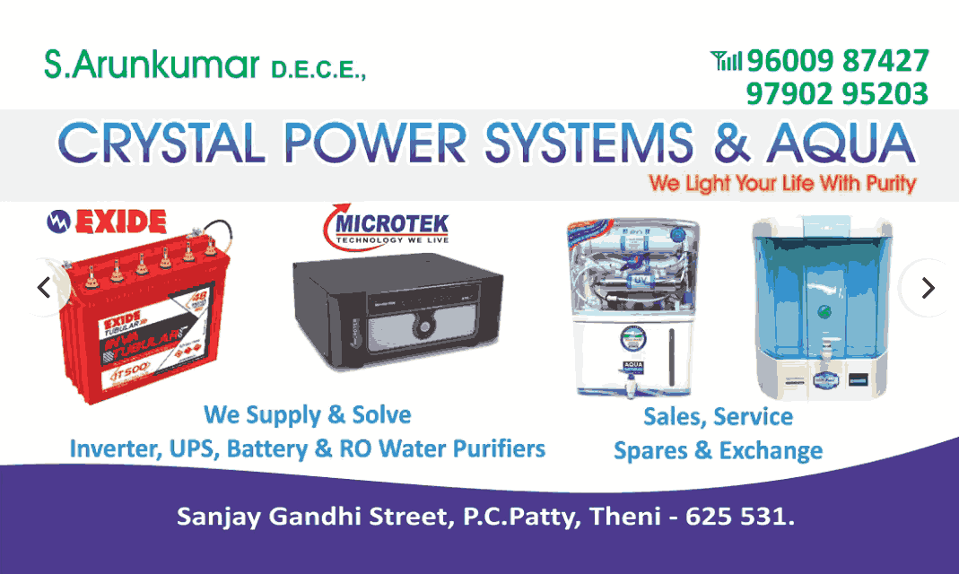 Crystal power Systems RO Water purifier dealers in Theni